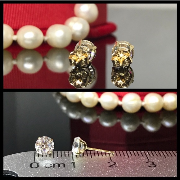 14k solid gold lab created 1ct diamond earrings - Picture 3 of 8